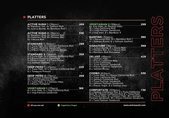 Active Sushi Menu (Updated July 2023) with prices in South Africa