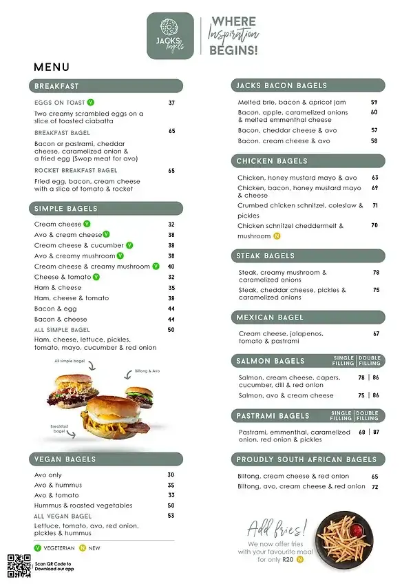 Jacks Bagel Menu (updated July) with prices 2023 in South Africa