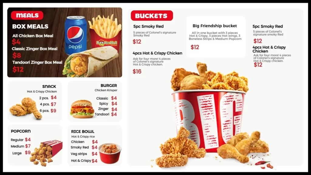 KFC Menu Prices South Africa