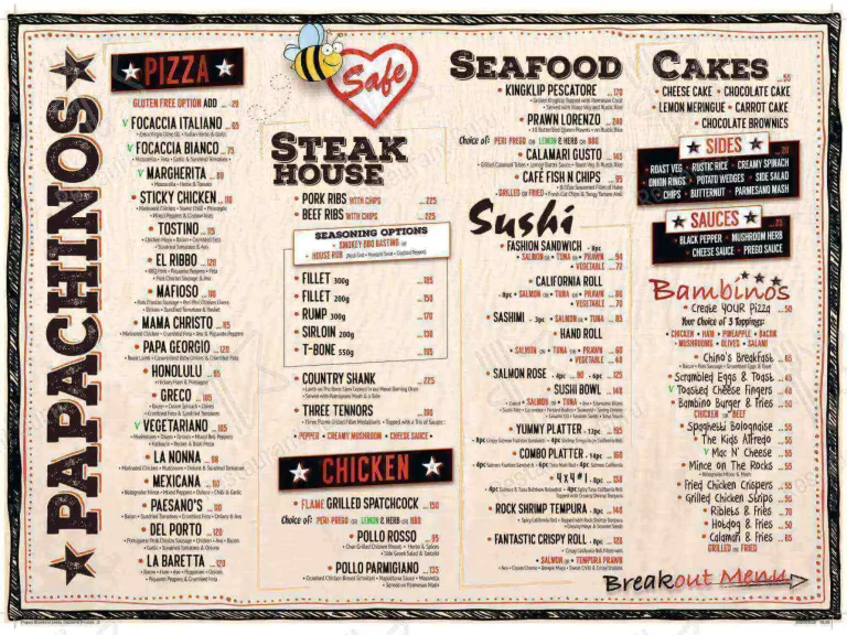 Papachinos Menu with Prices 2024 in South Africa