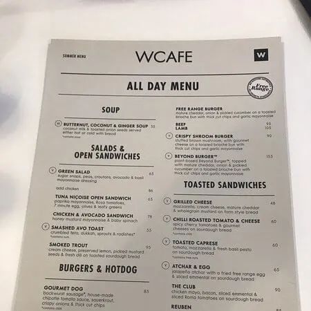 Woolworth Cafe Menu with prices in South Africa